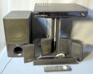Sony 5.1 Channel Home Theatre System Model # STR-KS2300, And Sony Speaker System, 5 Speakers, Remote And Stand