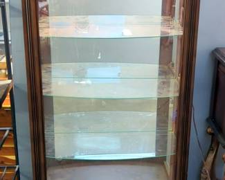 Home Meridian International Mantel Illuminated Curio With 3 Adjustable Glass Shelves And Mirrored Back, 58.5" x 33" x 15", Powers On