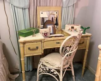 VANITY AND WICKER CHAIR