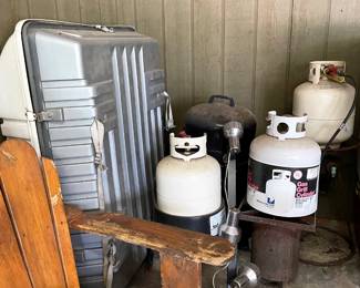 PROPANE TANKS,  SMOKER, AND FISH COOKER