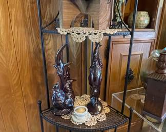 Japan Roosters, Metal  Corner Shelf, Planter