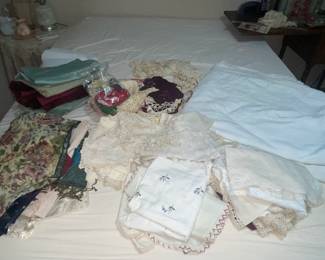 Variety of linens Doilies, Runners, Dresser scarves