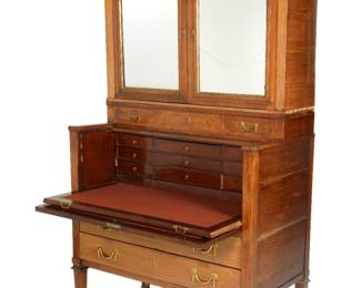 Lot 116: Mirrored Two Door Secretary with Portrait Plaques