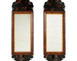 Lot 123: Pair French Faux Tortoiseshell Wall Sconces