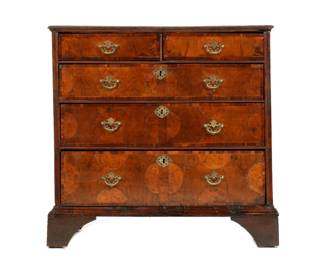 Lot 9: Georgian Oyster Veneer Chest of Drawers