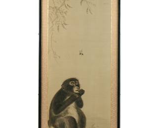 Lot 351: Manner of Mori Sosen Monkey Watercolor Painting