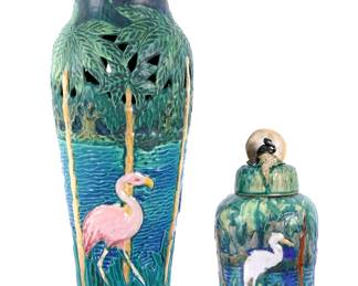 Lot 331: Two Martin Cushman Florida Faience Pottery Vases