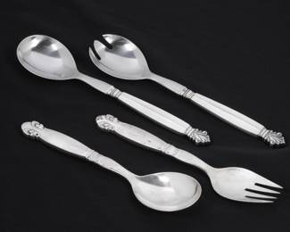 Lot 4: Two Georg Jensen Sterling Salad Serving Sets