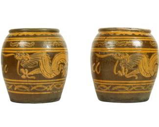 Lot 170: Pair Large Terracotta Dragon Garden Urns