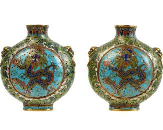 Lot 392: Pair Chinese Cloisonne Snuff Bottles