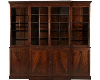 Lot 103: English Georgian Mahogany Breakfront Cabinet