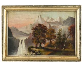 Lot 21: Attr. Alexandre Loemans Landscape Native Americans