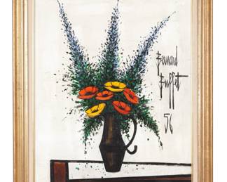 Lot 76: attr. Bernard Buffet Still Life with Flowers 1956