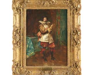 Lot 125: Leon Duluard Portrait of a Cavalier Painting