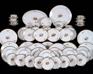 Lot 260: 58 pc Royal Copenhagen Brown Rose China