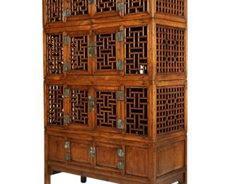 Lot 202: Chinese Four Piece Stacking Chicken Coop