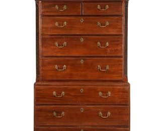 Lot 105: Georgian Chinese Chippendale Chest on Chest