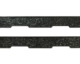 Lot 70: Pair Chinese Carved Zitan Architectural Panels