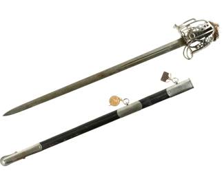 Lot 143: 1857 Highland Regiments Enfield Basket Hilt Sword