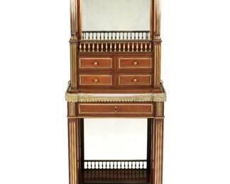 Lot 7: French Louis XVI Style Mahogany Inlaid Cabinet