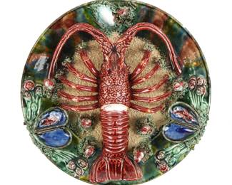 Lot 380: Portuguese Palissy Glaze Ceramic Lobster Plate