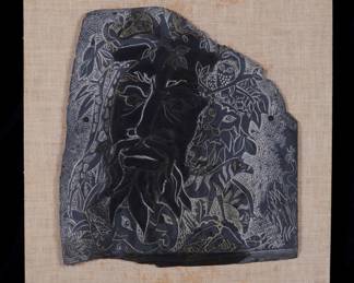 Lot 262: Frank Eliscu Carved Slate Bust of Man