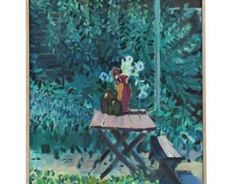 Lot 41: Joseph O' Sickey Potted Flowers in a Garden