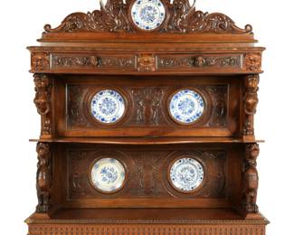 Lot 109: Italian Carved Walnut Figural Whatnot Etagere