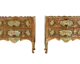 Lot 46: Pair 18th C. Sicilian Italian Painted Commodes