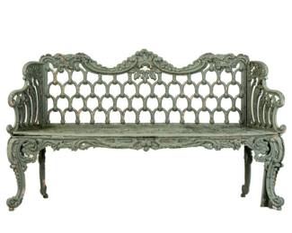 Lot 171: Antique Painted Cast Iron Garden Bench