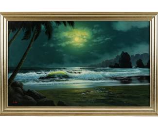 Lot 175: Large Anthony Casay Nocturnal Seascape Painting