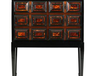 Lot 121: Continental Six Drawer Ebonized Tortoiseshell Cabinet
