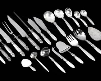 Lot 3: 22 Piece Georg Jensen Cactus Sterling Serving Set