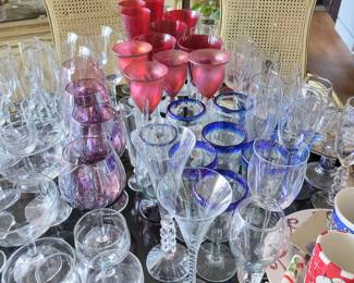 lots of glassware. many sets