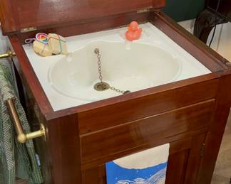 Antique ship’s sink. Imagine the shenanigans  this sink has washed down the drain.  