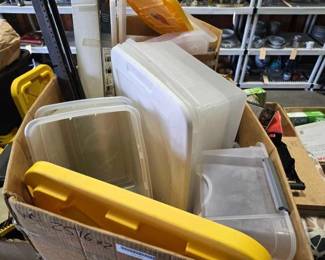 #2516 • 2 Boxes of Plastic Totes with Lids
