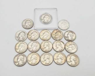#620 • (18) 1935-2007 90% Silver Washington Quarters, 106g
