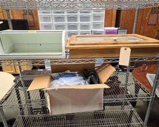 #5530 • Metal Bread Box, Wooden Medicine Cabinet, Paint Sprayer
