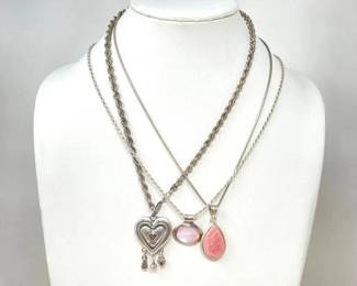 #508 • (3) Sterling Silver Pendants & Necklaces, 70g
