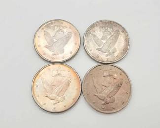 #610 • (4) 1 Troy Ounce .999 Fine Silver Liberty Bell & Eagle
