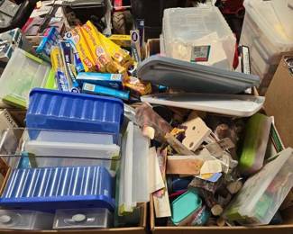 #2232 • Plastic Totes, Ziploc Bags, Aluminum Foil, Laundry Detergent, Dry Cloths, Avon Cologne
