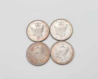 #608 • (4) 1 Troy Ounce .999 Fine Silver Liberty Bell & Eagle Coins
