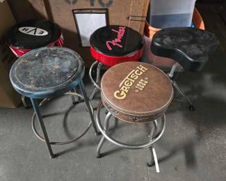 #2140 • (4) Barstools and (1) Drum Seat
