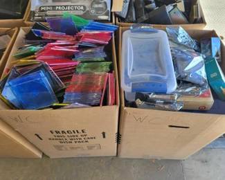 #2526 • Two Boxes of Computer Components and Blank CD cases
