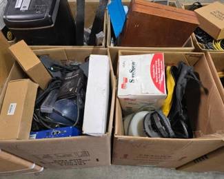 #2508 • 4 Boxes of Computer Components Sprayers Paper Shredder
