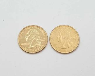 #634 • (2) 2000 & 2003 Gold Washingon Quarter Dollars
