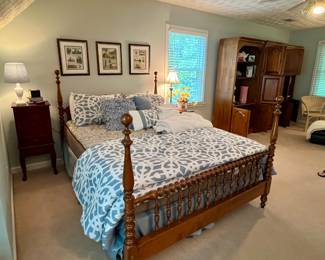 Queen size bed comes with mattress and box spring.