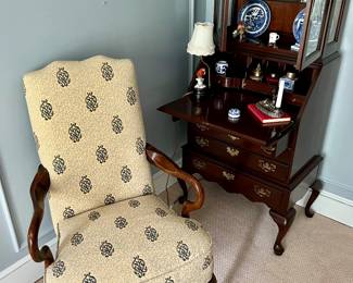 Ethan Allen secretary & reupholstered chair