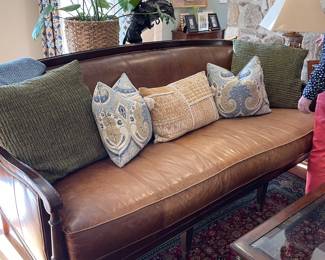 Pillows, leather sofa