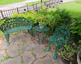 Iron Gate and Wrought Iron Bench with Chair